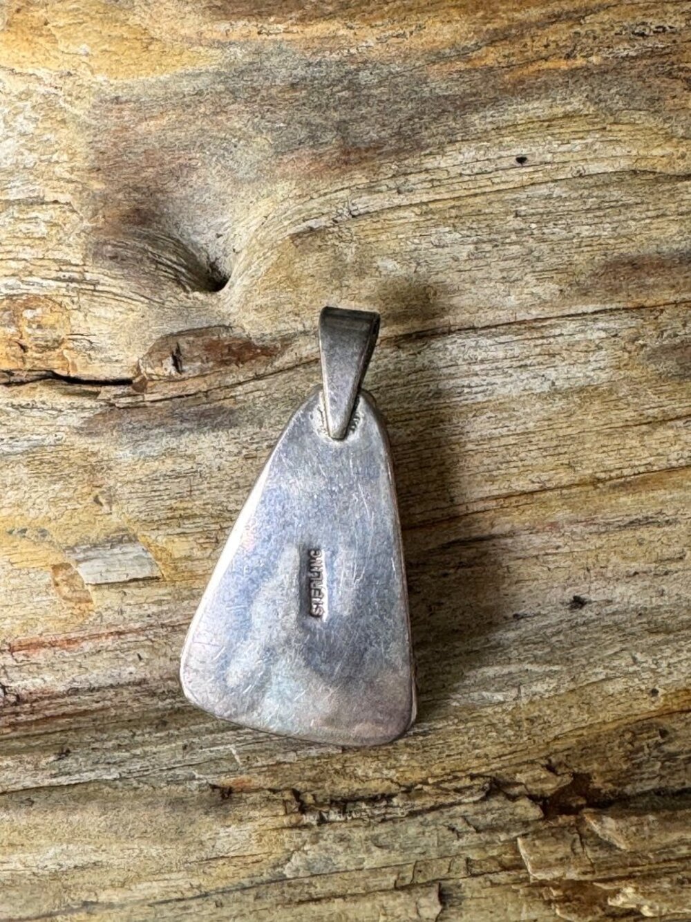 Sterling Silver Pendant Unisex 7.59g Pietersite Triangular Cabochon Artisan - Picture 4 of 8